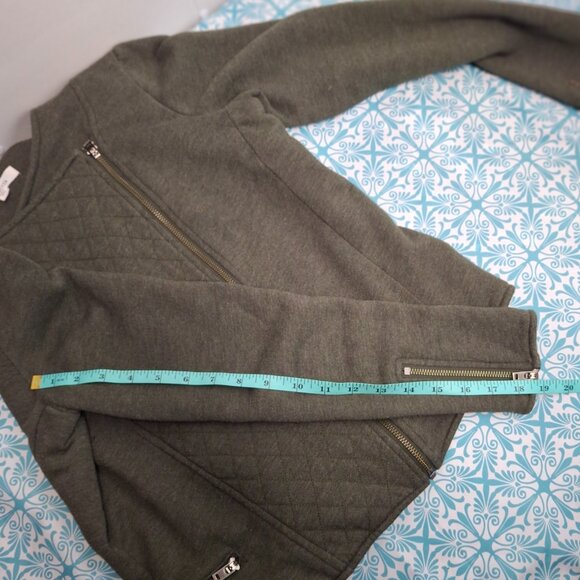 Athleta Belvadere Moto Jacket Green Quilted Softshell Zip Front Size M - Picture 5 of 11